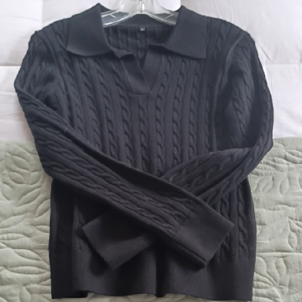 Classic Black Cable Knit Sweater